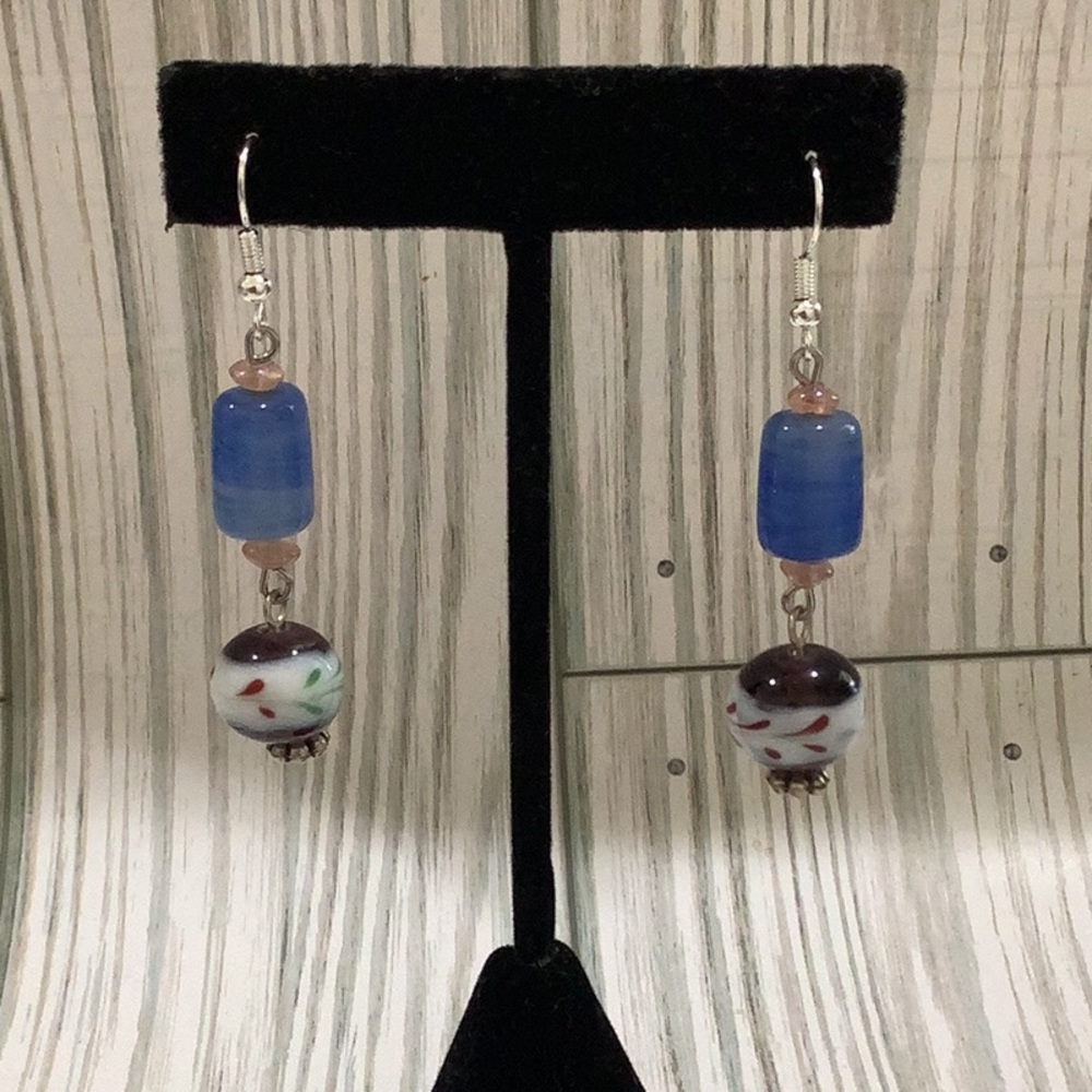 Handmade blue glass earrings